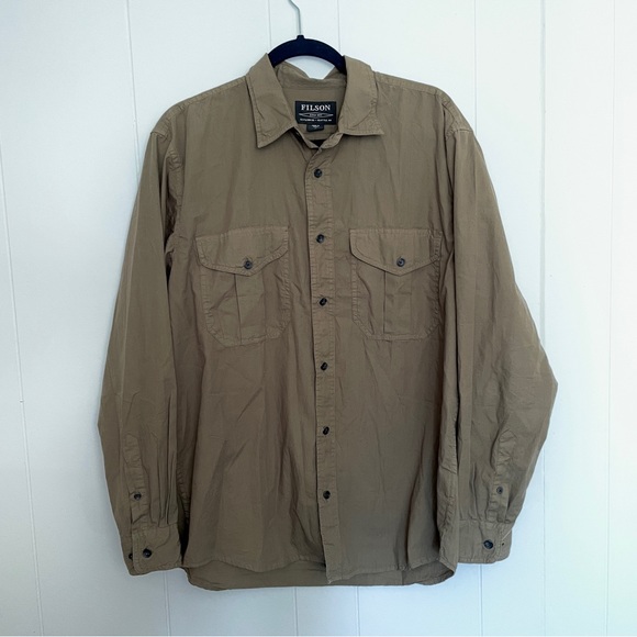 Filson washed feather cloth shirt button down dusty olive - Picture 1 of 9